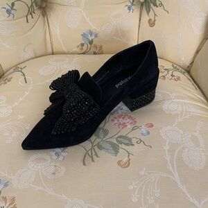 Jeffrey Campbell Valencia suede pumps with crystal bow & heel